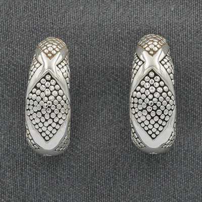 Sterling Silver Textured Hoop Earrings