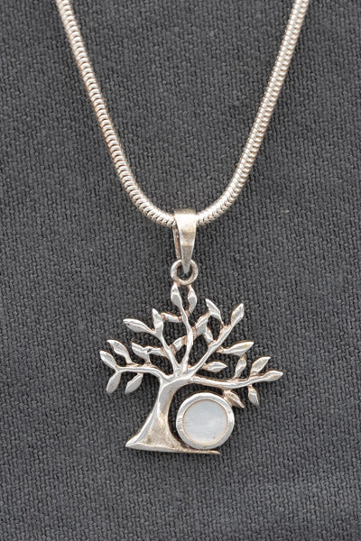 Sterling Silver Tree Pendant with Mother of Pearl