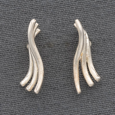 Sterling Silver Triple Band Earrings S Curve Design