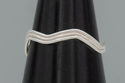 Sterling Silver Triple Band Zig Zag Ring Modern Style