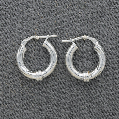 Sterling Silver Twisted Hoop Earrings – 15 mm