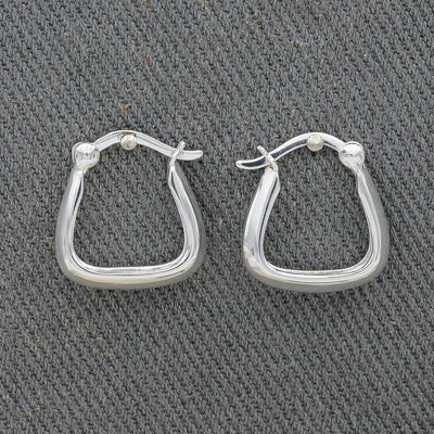 Sterling Silver U Shape Hoop Earrings ,French Clasp