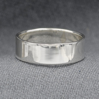 Sterling Silver Wide Flat Band Ring 9mm Sharp Edge