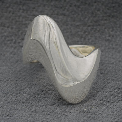 Sterling Silver Zig Zag Ring 2.3cm Bevelled Edges