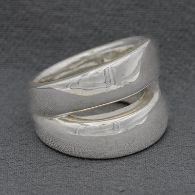 Sterling silver Electroplated Double Band Open Ring Modern Style.