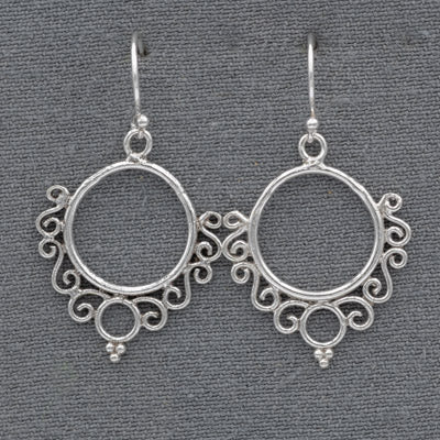 Sterling silver earrings with scroll patterns - Silvertree Jewelry #