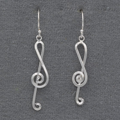 Sterling silver music key earring - Silvertree Jewelry #