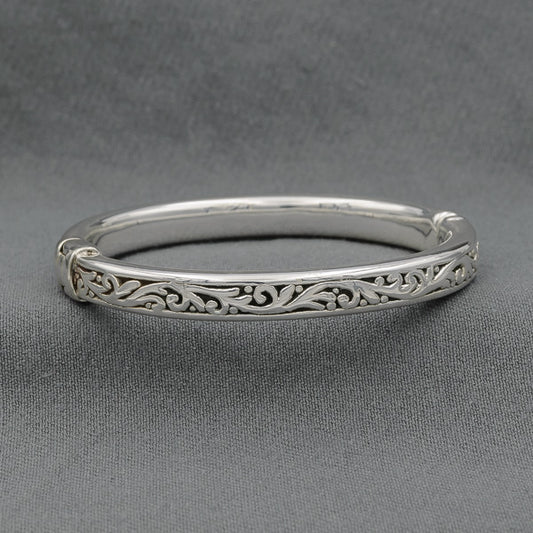 Sterling silver oval hinged bangle - Silvertree Jewelry #
