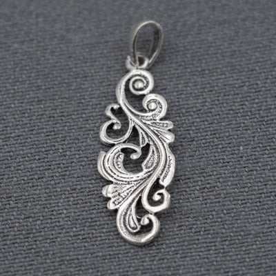 Sterling silver oval patterned pendant, modern minimalistic - Silvertree Jewelry #
