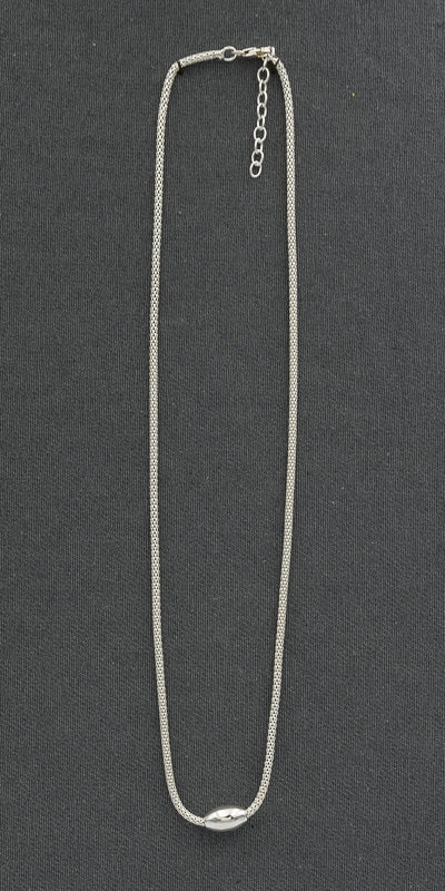 Sterling silver popcorn chain with an oval dome