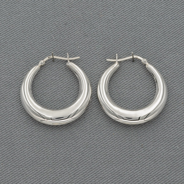 Sterling silver tapered hoops