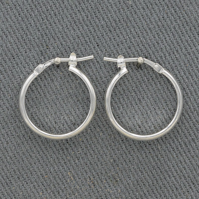 Sterling Silver Rounded Hoop Earrings – 16 mm