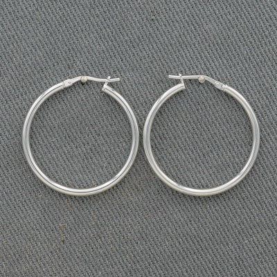 Thin Sterling Silver Loop Hoop Earrings – Large 38 - Silvertree Jewelry #