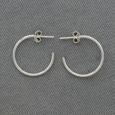 Thin Sterling Silver Pipe Hoop Earrings – 23 mm