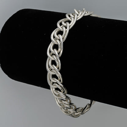 Sterling silver interlinking double curb bracelet