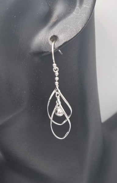 Sterling silver double linear earrings with a ball