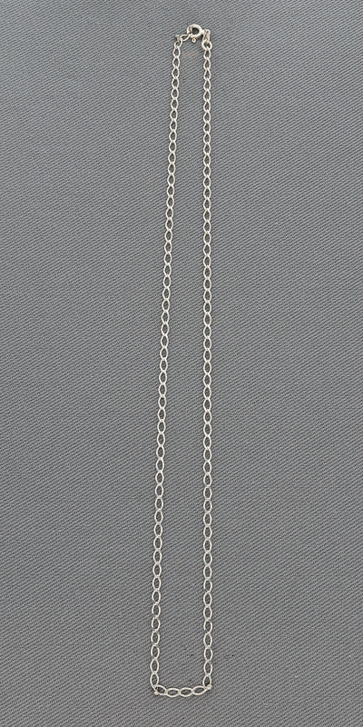 3mm Sterling Silver Curb Chain Necklace – Classic Flat Link Silver Chain for Everyday Wear
