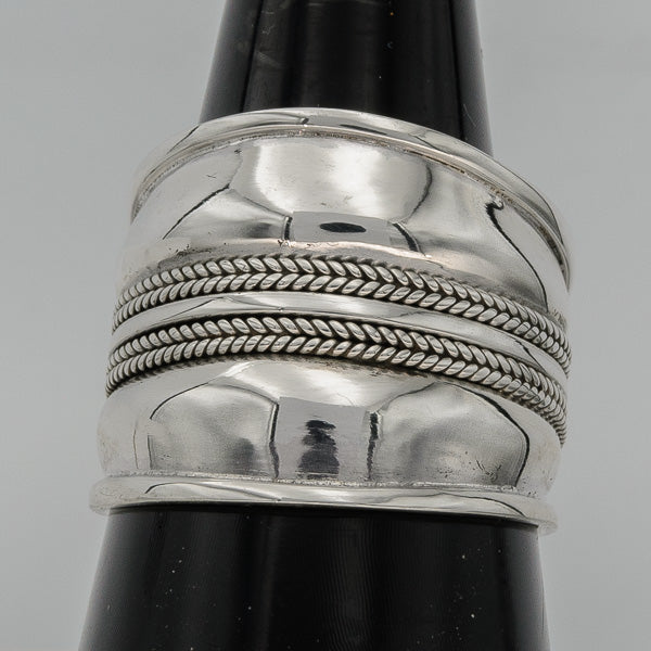 Sterling silver layered Bali ring