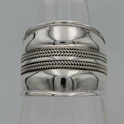 Sterling silver layered Bali ring