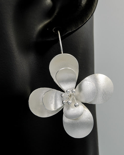 Large brushed silver flower