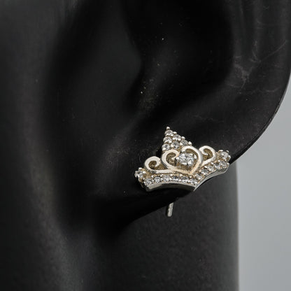 Crown  tiara studs with cubics