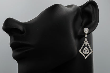 Dangling diamond shape cubic zirconia earrings