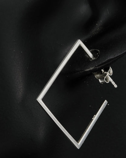 Sterling silver Square hoops with butterfly back