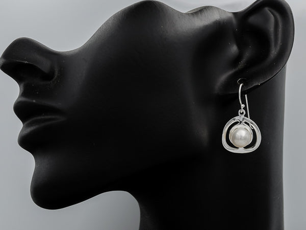 Sterling silver with Pearl and circle danglings