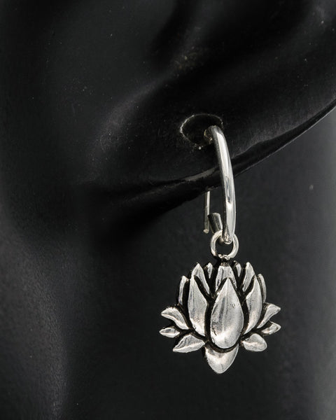 Sterling silver sleeper with lotus flower earring