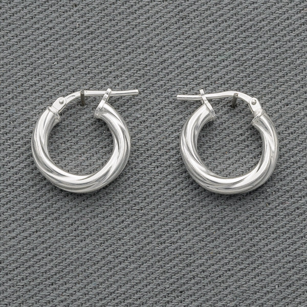 Silver twisted hoop