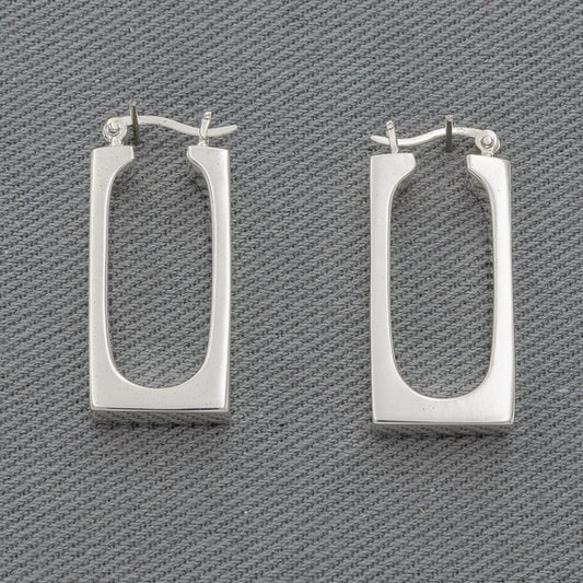 Sterling silver Rectangle hoops medium