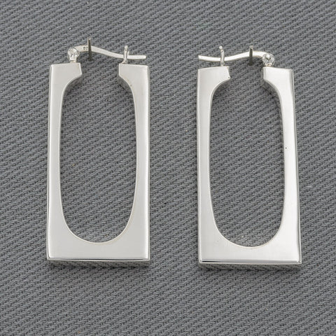 Large rectangle sterling silver hoops
