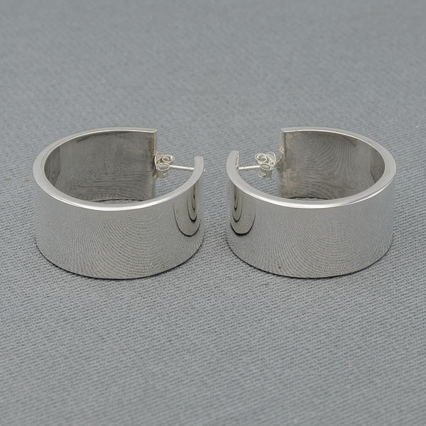 Bold flat sterling silver hoops