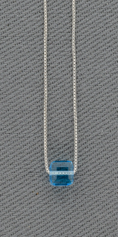 Blue and smoky cube necklace