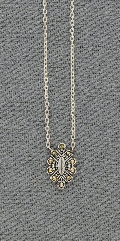 Thin chain with marcasite pendant