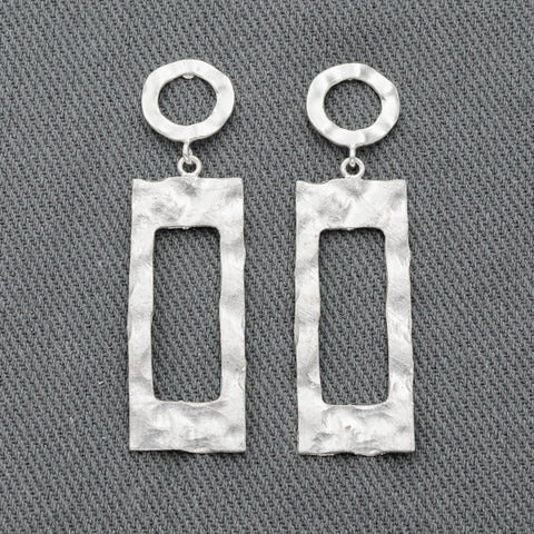 sterling silver circle with a rectangle earring