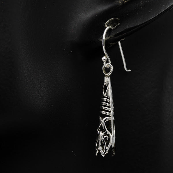 Sterling silver bali style filigree drop earrings