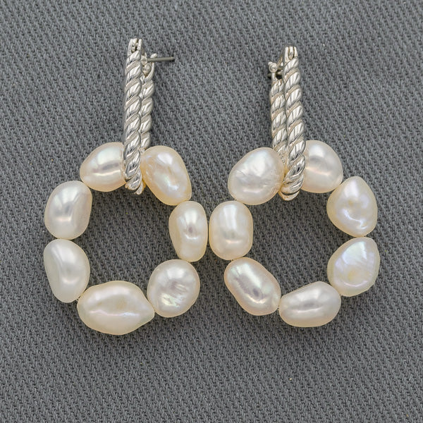 Baroque pearl wreath earrings
