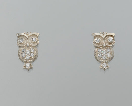 Owl studs with cubics