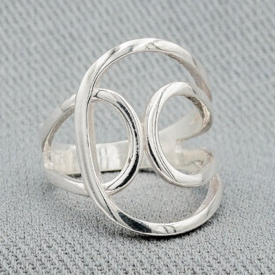 Sterling silver Flowing lines ring