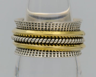 Sterling Silver spinning ring in brass and silver