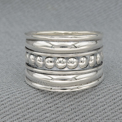 Sterling silver Bali ring with bobble detail