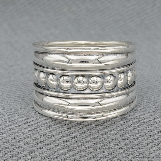 Sterling silver Bali ring with bobble detail