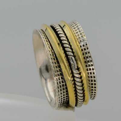 Sterling silver and brass spinning ring