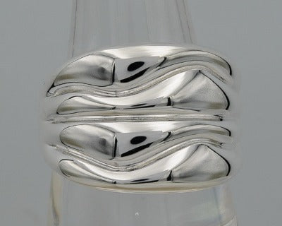 Sterling silver bold flowing lines ring