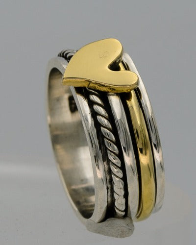 Sterling silver and brass spinning ring