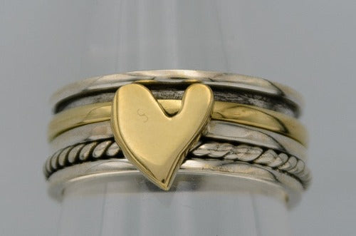 Sterling silver ,brass heart spinner ring