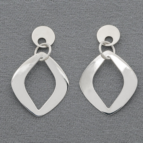 Sterling silver diamond shape earrings
