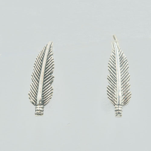 Sterling silver feather climber earring