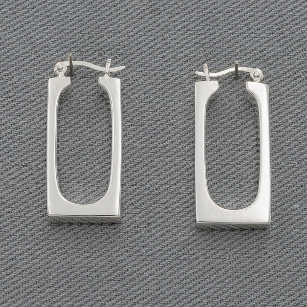 Sterling Silver Rectangle Hoop Earrings - Silvertree Jewelry #